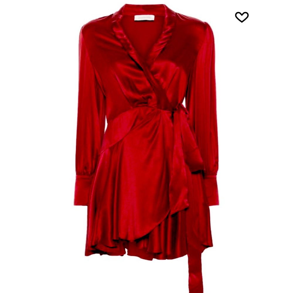 ✨ Zimmermann Red Silk Wrap Up Dress – Midi Evening Cocktail Wedding Guest